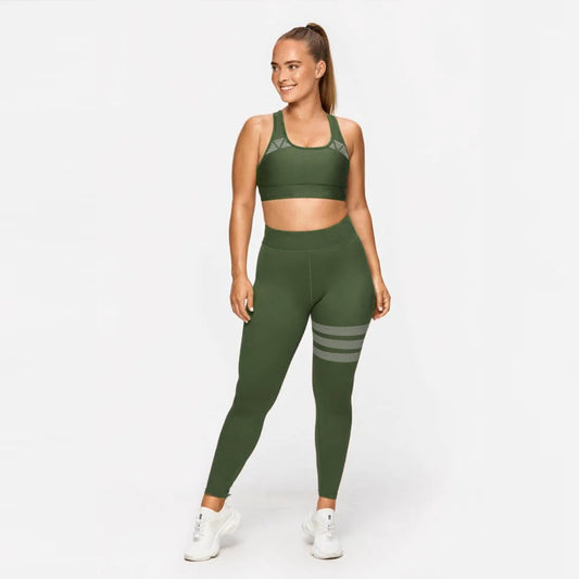 Forest green Tights And Vest Sets-Yoga